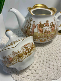 Чайник без крышки и сахарница с трещиной на крышке. Jlmenau с росписью от Reichenbach Германия. Картинка 5